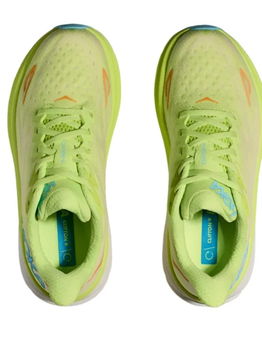 Hoka Neon Lime Glow Running Shoes with Orange Accents
